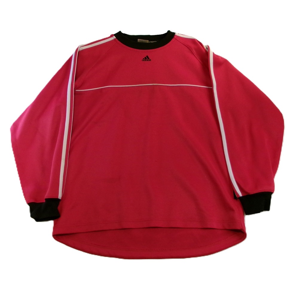 Adidas Mens M Long Sleeve Shirt Red White Stripes Ringer Crew Neck Athletic